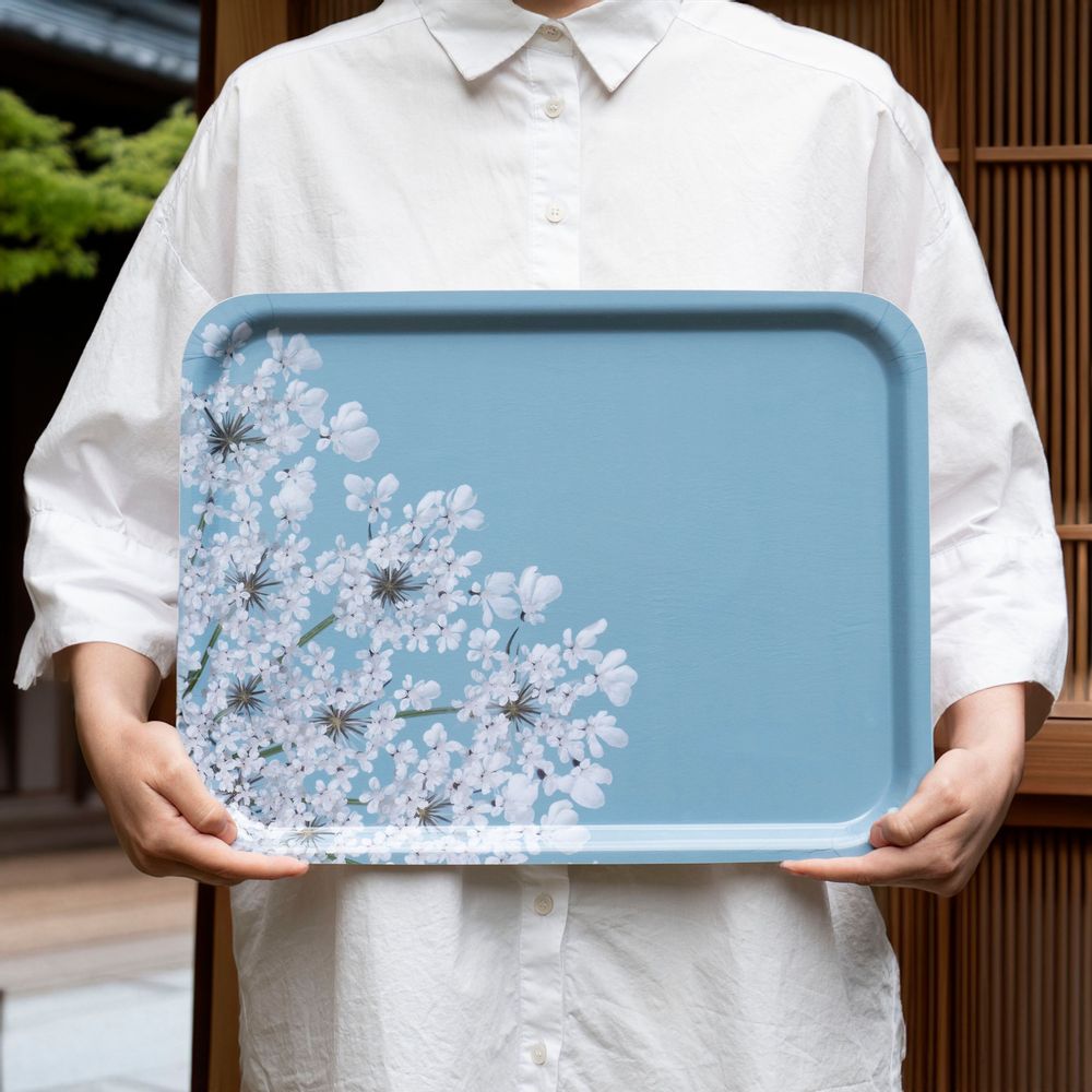Trays - Rectangular wooden serving tray - Wildflowers 43x33 cm - MONBOPLATO