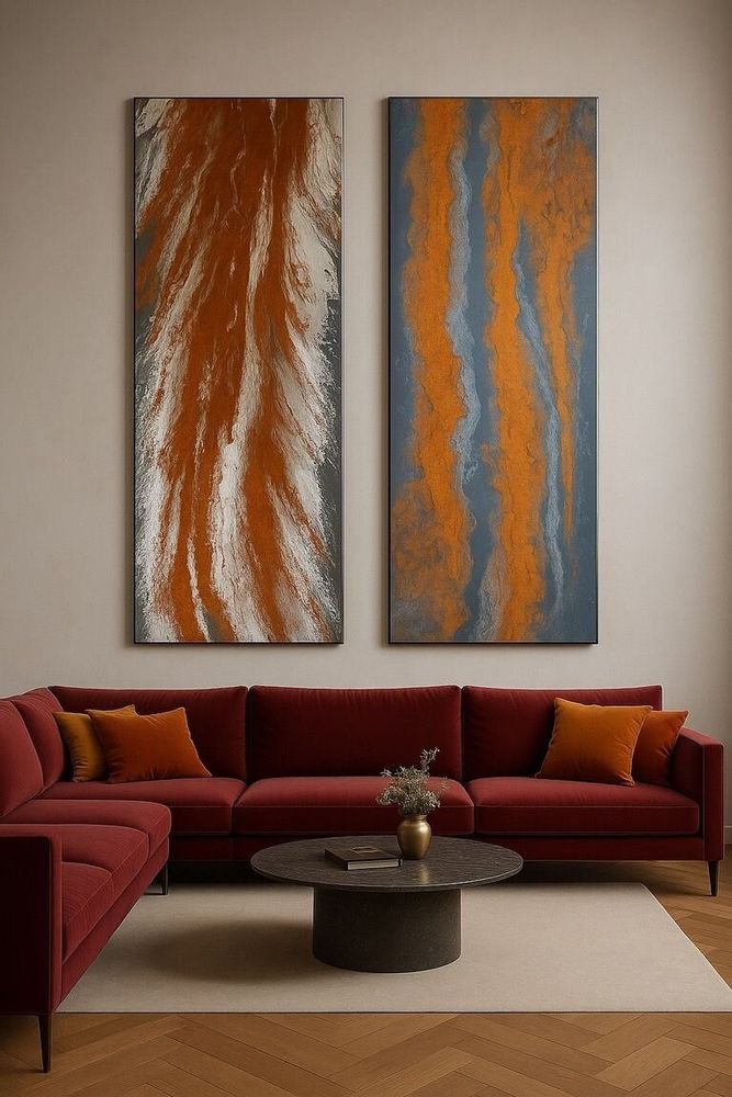 Paintings - Sillage is a two-part abstract diptych in acrylic/ resin  on canvas - TURIK&ART (KSENIIA TURIK)