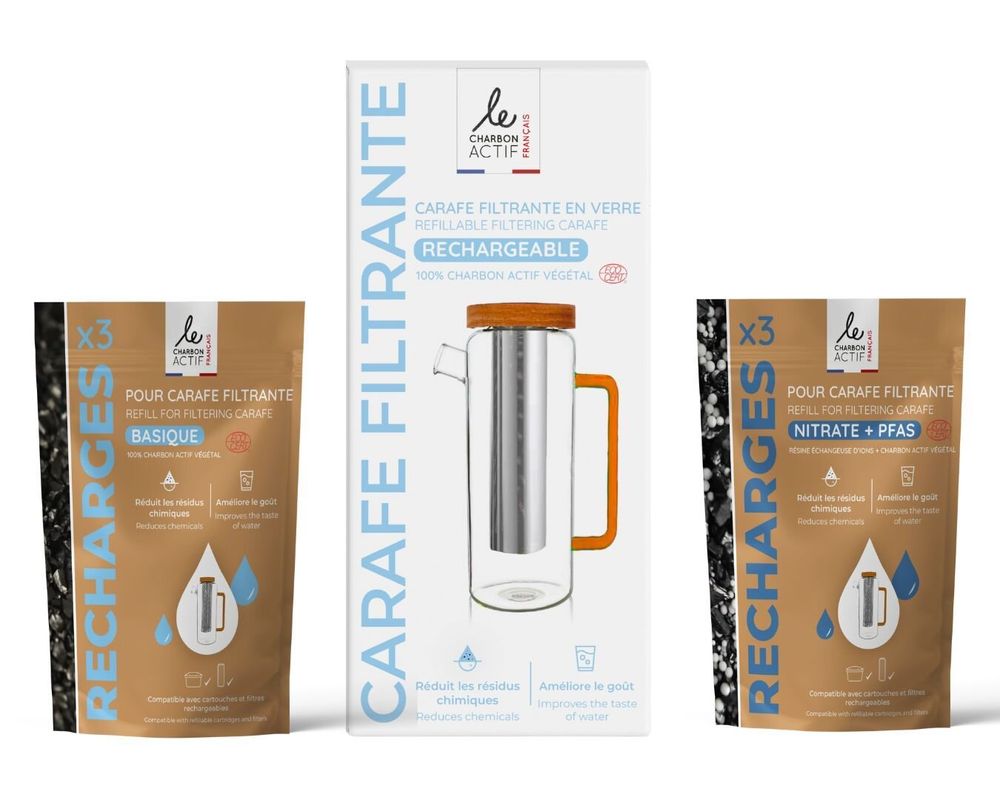 Tea and coffee accessories - New generation 1.5L glass filter jug - LE CHARBON ACTIF FRANCAIS