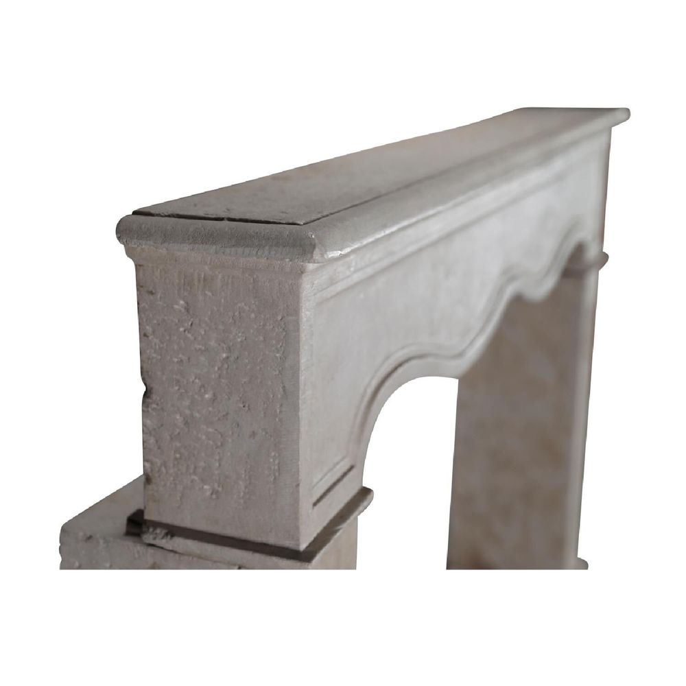 Fireplaces - Antique Louis XIV Style Off-White Limestone Fireplace Surround - MAISON LEON VAN DEN BOGAERT ANTIQUE FIREPLACES AND RECLAIMED DECORATIVE ELEMENTS
