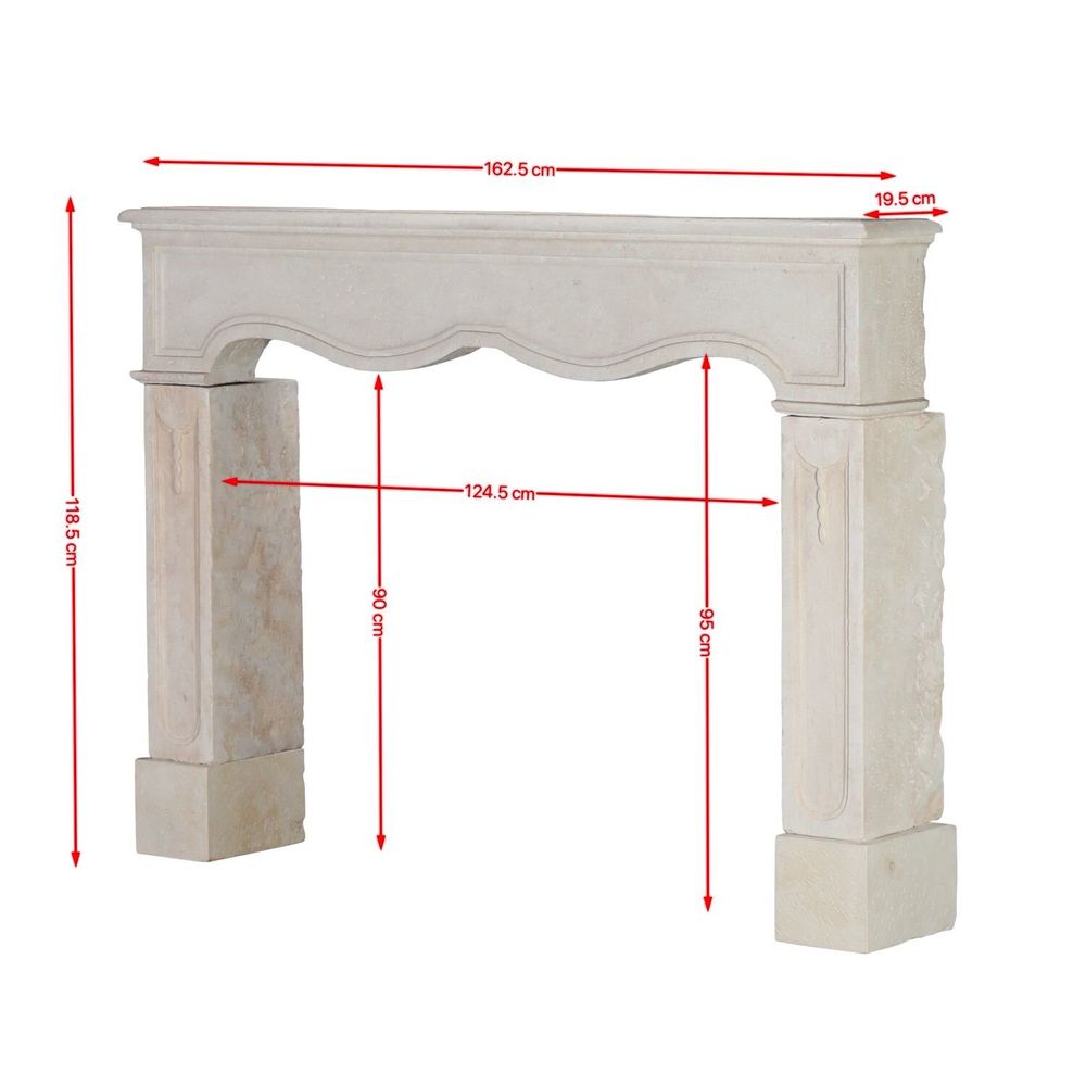 Fireplaces - Antique Louis XIV Style Off-White Limestone Fireplace Surround - MAISON LEON VAN DEN BOGAERT ANTIQUE FIREPLACES AND RECLAIMED DECORATIVE ELEMENTS