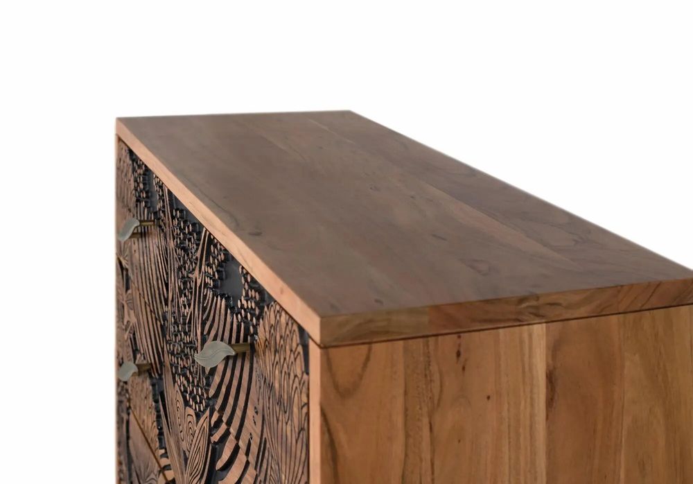 Chests of drawers - Acacia wood and metal chest of drawers - GINER Y COLOMER
