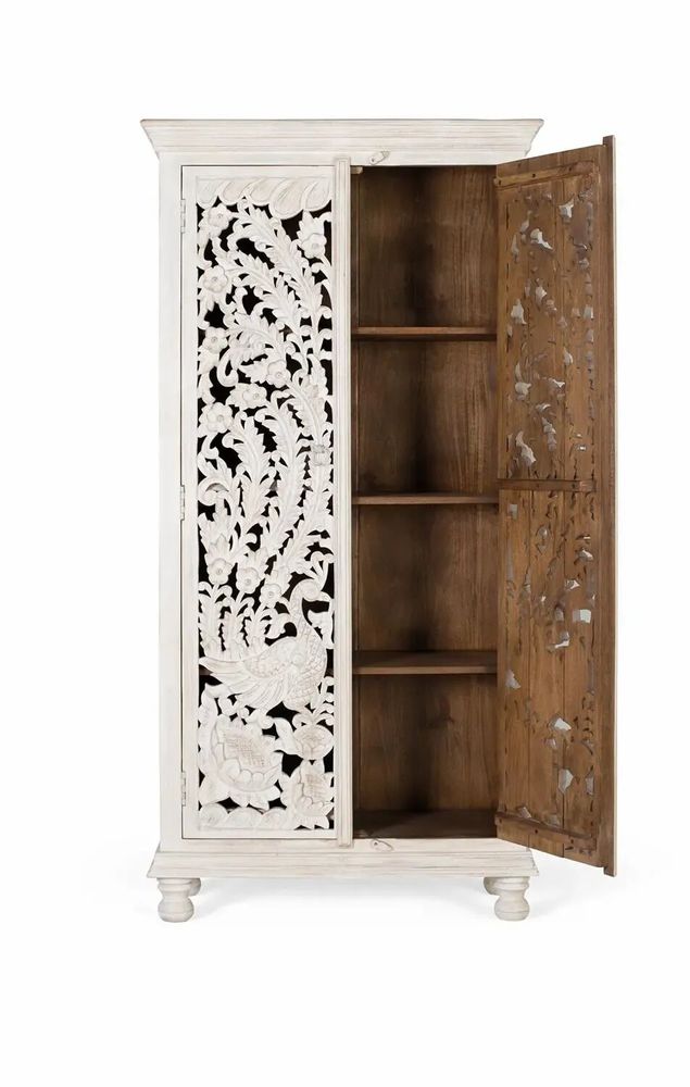 Armoires - Armoire en bois manguier blanc vieilli - GINER Y COLOMER