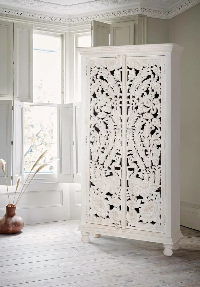 Armoires - Armoire en bois manguier blanc vieilli - GINER Y COLOMER