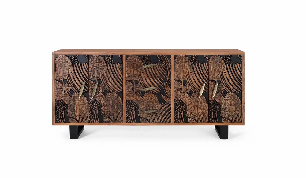 Sideboards - Acacia wood and metal sideboard - GINER Y COLOMER