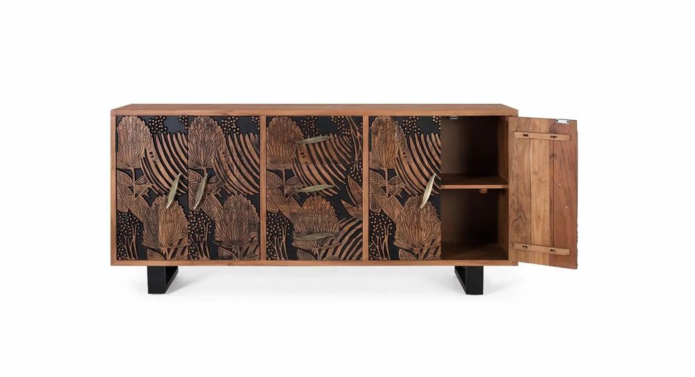 Sideboards - Acacia wood and metal sideboard - GINER Y COLOMER