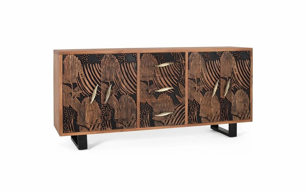 Sideboards - Acacia wood and metal sideboard - GINER Y COLOMER