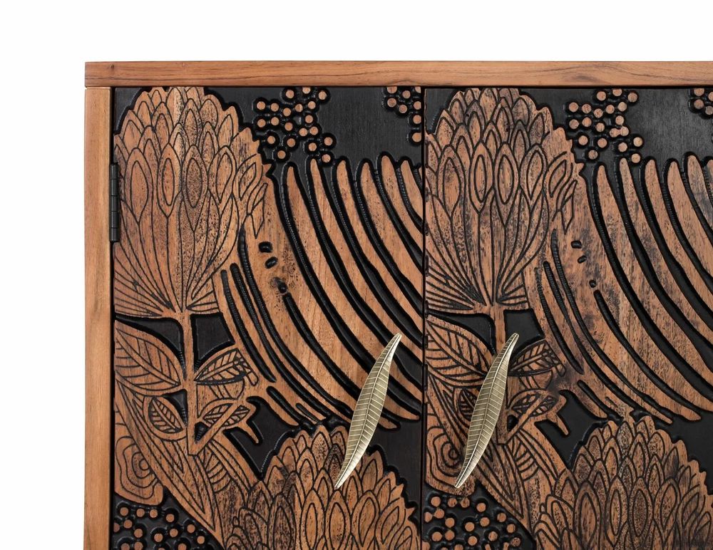 Sideboards - Acacia wood and metal sideboard - GINER Y COLOMER