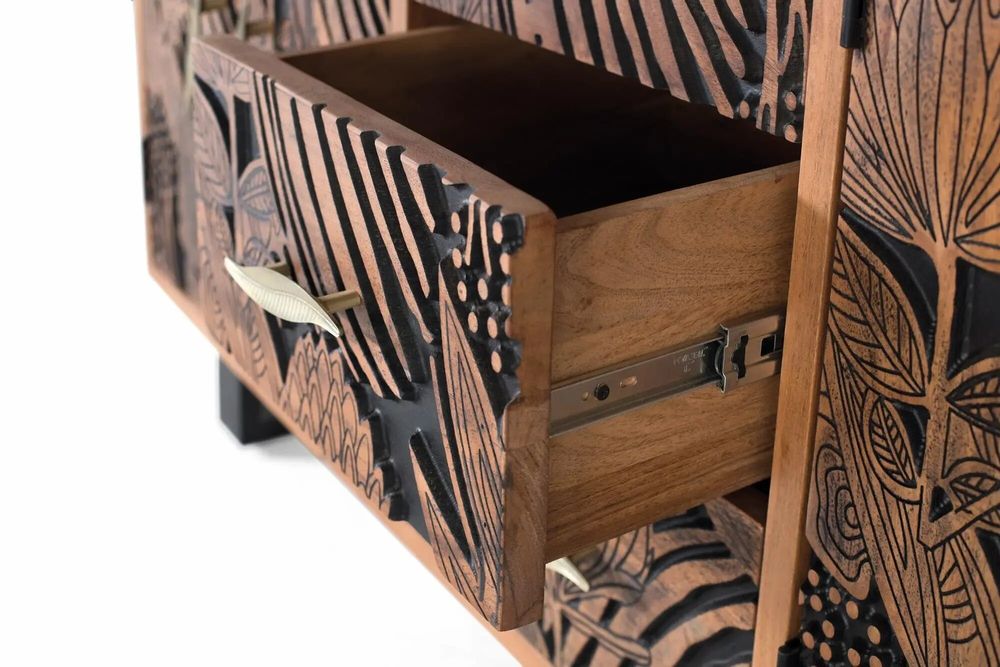 Sideboards - Acacia wood and metal sideboard - GINER Y COLOMER