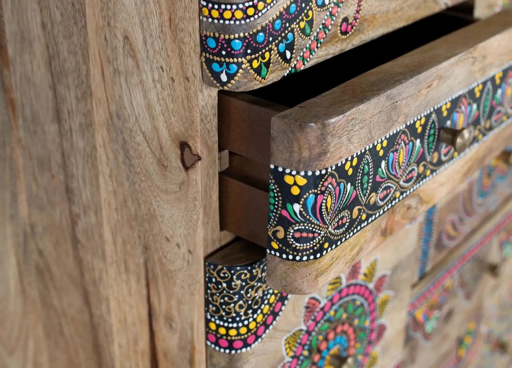 Chests of drawers - Hand-painted mango wood chest of drawers - GINER Y COLOMER