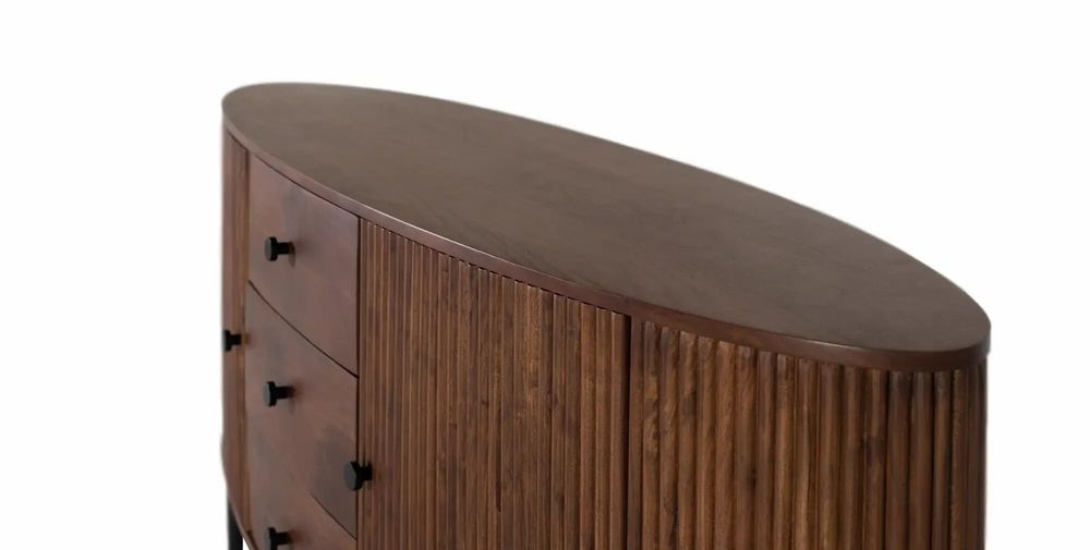 Buffets - Buffet avec 2 portes et 3 tiroirs en bois d'acacia et pieds en métal - GINER Y COLOMER