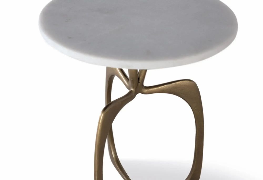 Tables basses - Table appoint moderne aluminium et marbre - GINER Y COLOMER