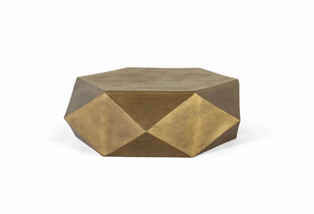Coffee tables - Hexagonal coffee table in gold metal - GINER Y COLOMER