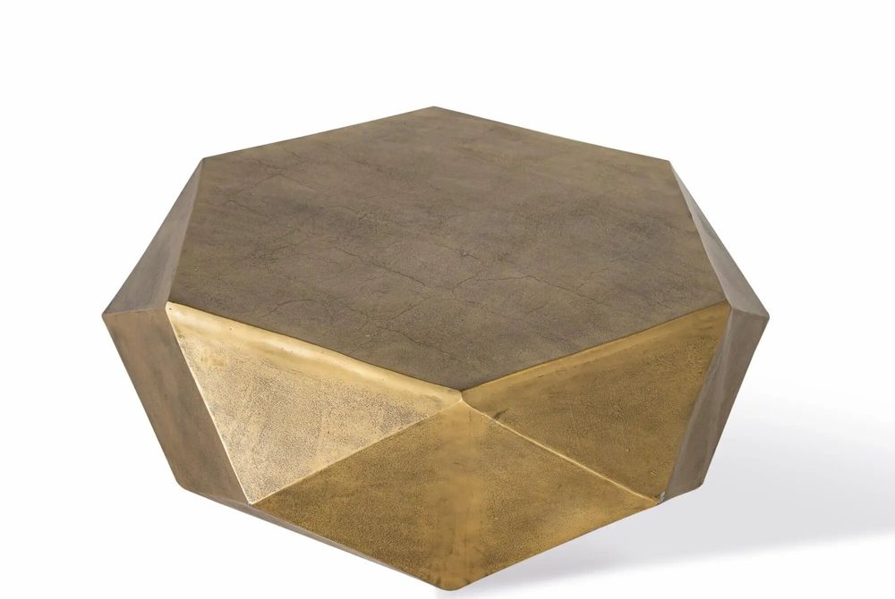 Coffee tables - Hexagonal coffee table in gold metal - GINER Y COLOMER