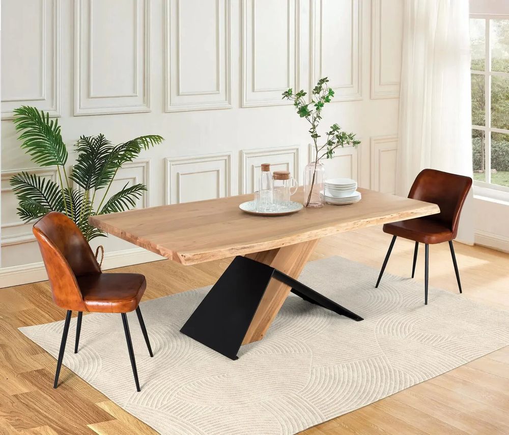 Dining Tables - Acacia wood and metal dining table - GINER Y COLOMER