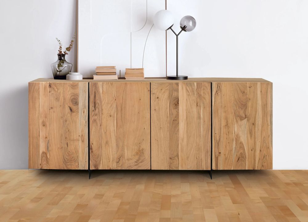 Sideboards - Rustic acacia and metal sideboard, natural elegance - GINER Y COLOMER