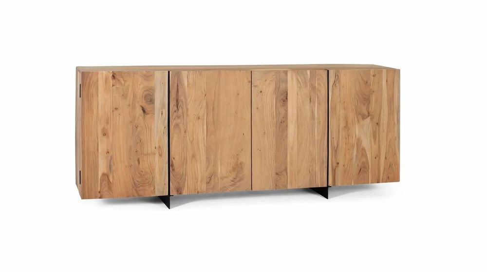 Sideboards - Rustic acacia and metal sideboard, natural elegance - GINER Y COLOMER