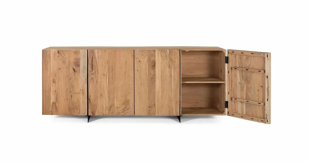 Sideboards - Rustic acacia and metal sideboard, natural elegance - GINER Y COLOMER