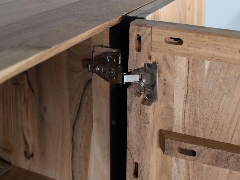 Sideboards - Rustic acacia and metal sideboard, natural elegance - GINER Y COLOMER