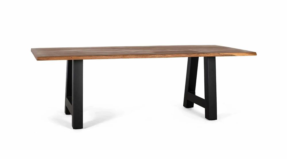 Dining Tables - Acacia dining table with metal legs 240cm - GINER Y COLOMER