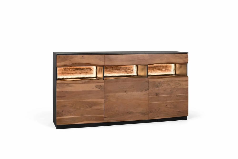 Buffets - Buffet en bois d'acacia naturel et noir - GINER Y COLOMER