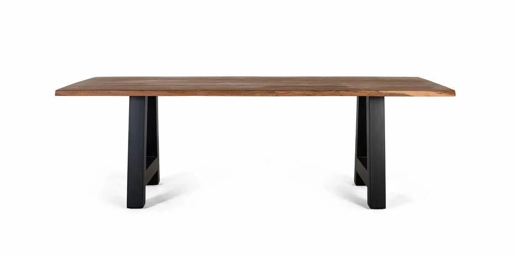 Dining Tables - Dining table with acacia wood top and metal base 200cm - GINER Y COLOMER
