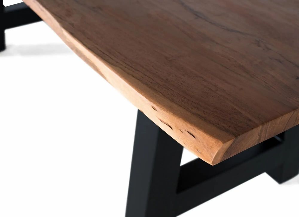 Dining Tables - Dining table with acacia wood top and metal base 200cm - GINER Y COLOMER