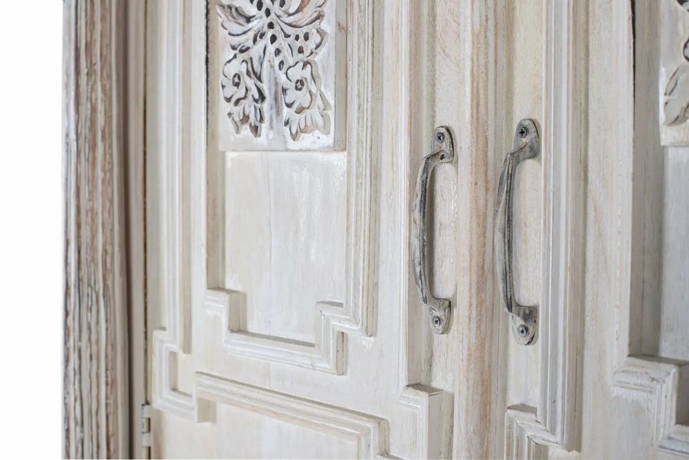 Wardrobe - Aged white mango wood cabinet with a sophisticated touch - GINER Y COLOMER