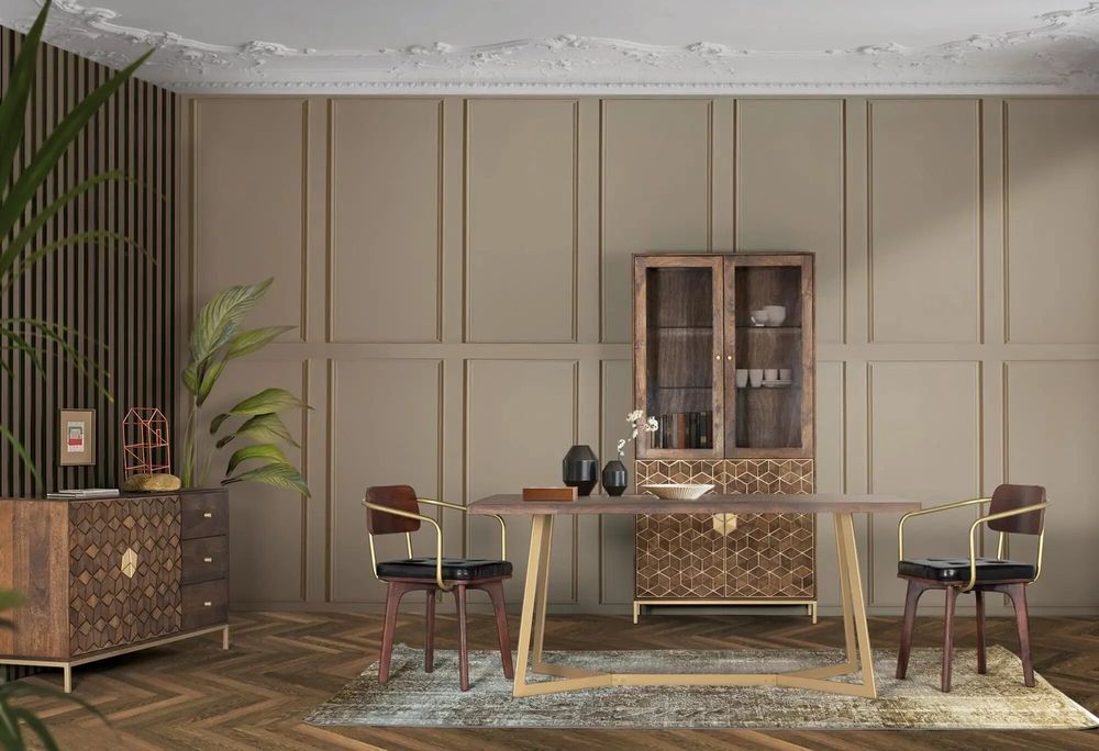 Dining Tables - Mango wood dining table with metal base 200cm - GINER Y COLOMER