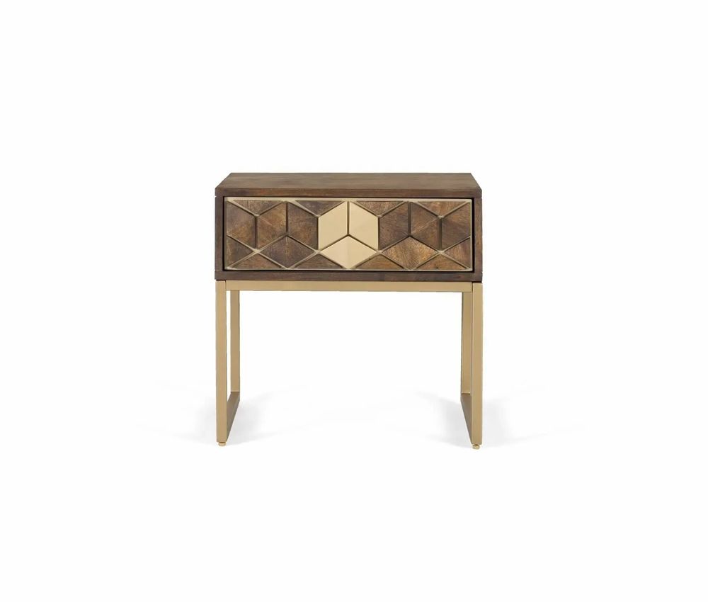 Tables de nuit - Table de chevet manguier noyer et doré - GINER Y COLOMER