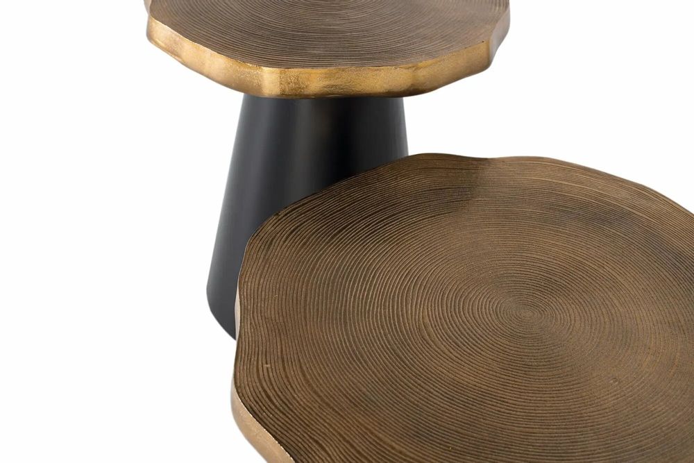 Tables basses - Lot de 2 tables basses en métal et cuivre vieilli - GINER Y COLOMER