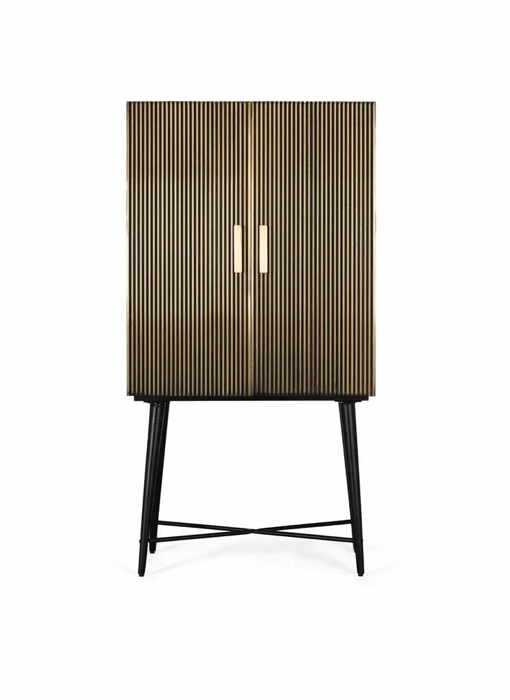 Wardrobe - 2-door wooden cabinet covered in bronze and marble top - GINER Y COLOMER