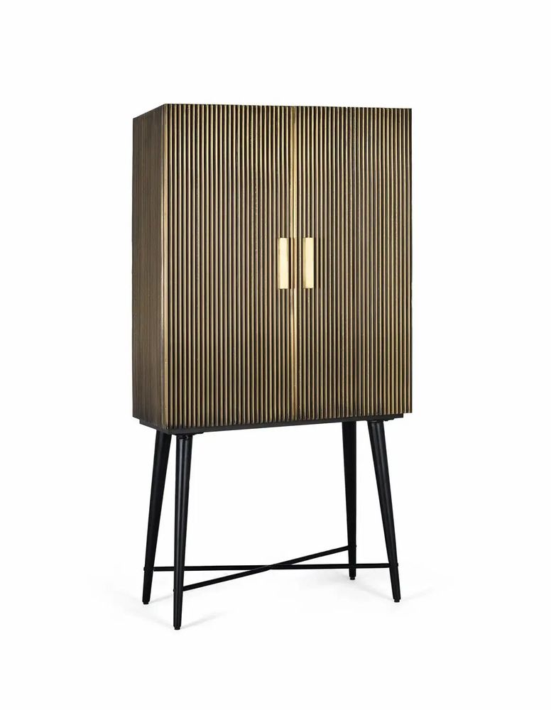 Wardrobe - 2-door wooden cabinet covered in bronze and marble top - GINER Y COLOMER