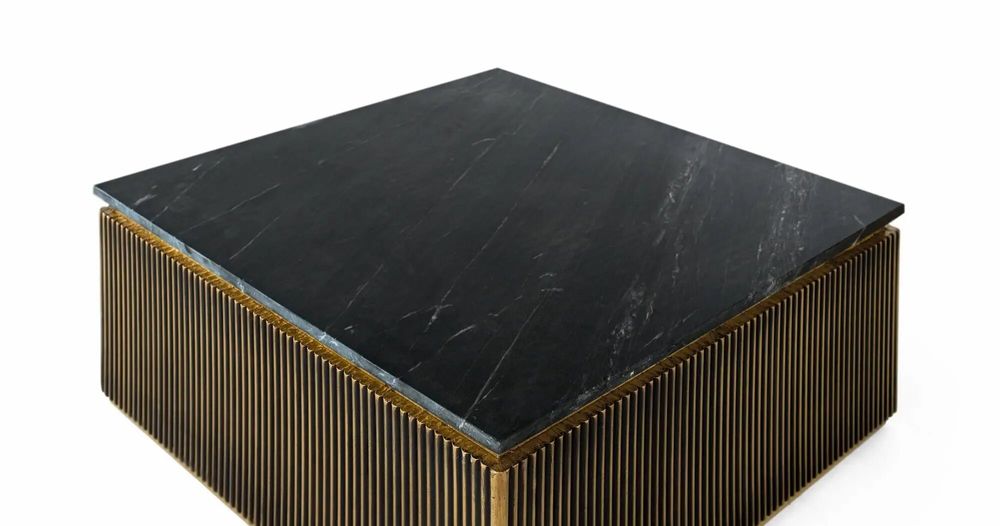 Coffee tables - Bronze-covered wooden coffee table with marble top - GINER Y COLOMER