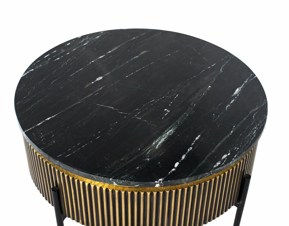 Tables basses - Table basse en bois recouverte de bronze et plateau en marbre - GINER Y COLOMER
