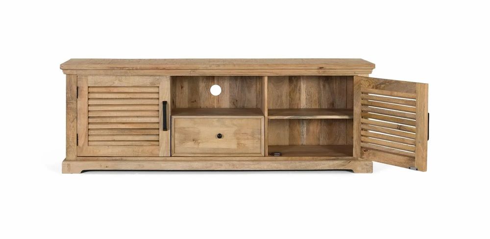 TV stands - TV cabinet with 2 doors and 1 drawer in solid mango wood - GINER Y COLOMER