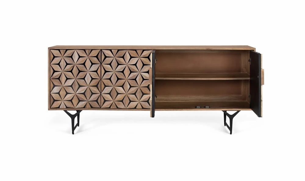 Sideboards - 4-door sideboard handmade from mango wood 177 cm - GINER Y COLOMER