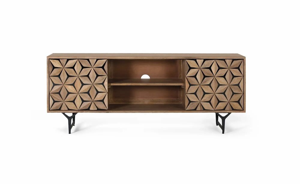 TV stands - TV cabinet with 2 doors and 2 shelves in mango wood - GINER Y COLOMER