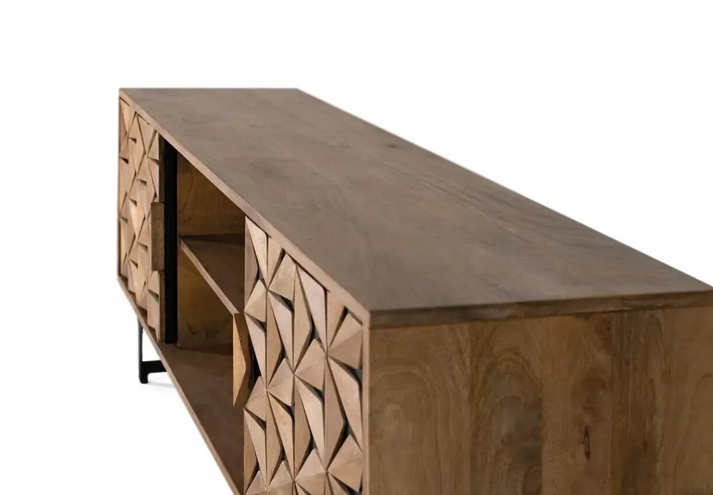 TV stands - TV cabinet with 2 doors and 2 shelves in mango wood - GINER Y COLOMER