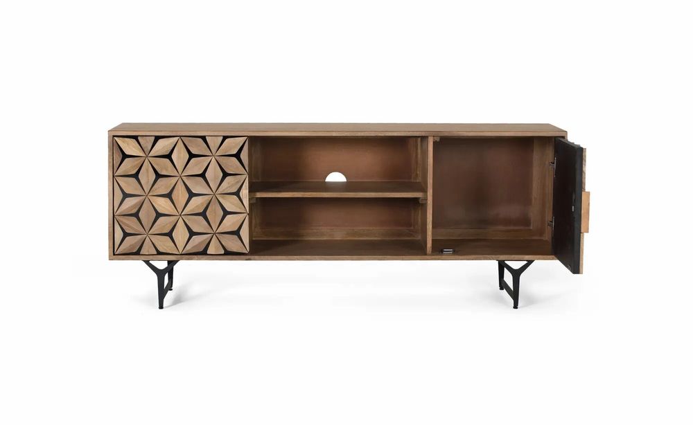 TV stands - TV cabinet with 2 doors and 2 shelves in mango wood - GINER Y COLOMER