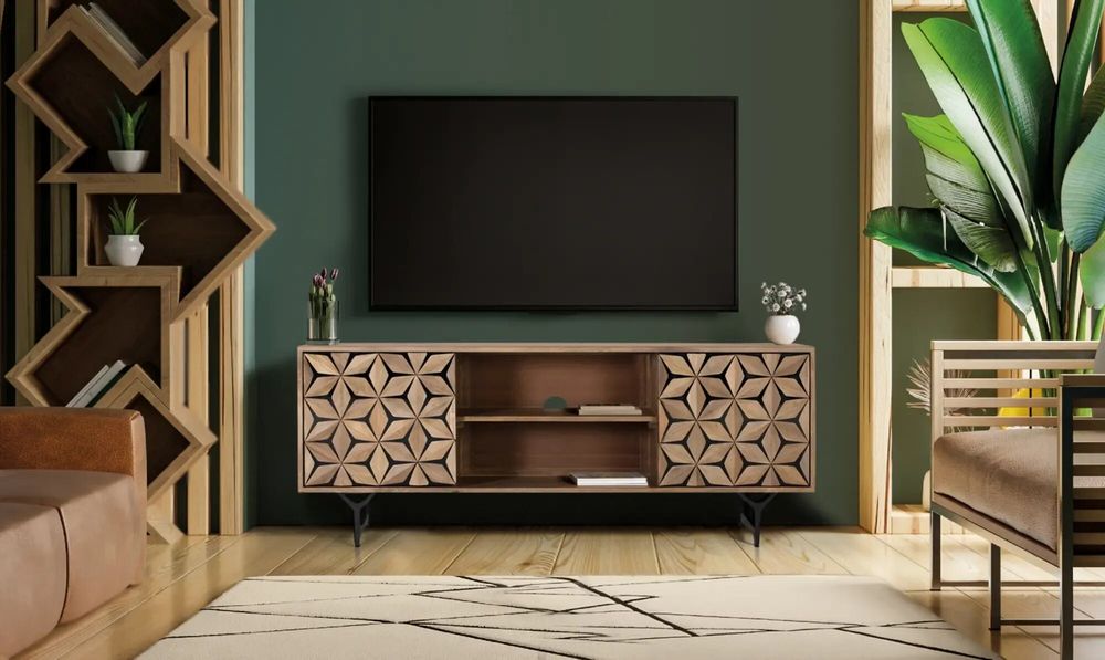 TV stands - TV cabinet with 2 doors and 2 shelves in mango wood - GINER Y COLOMER