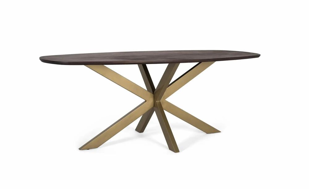 Tables Salle à Manger - Table à manger ovale en bois d'acacia et pieds en métal 200 cm - GINER Y COLOMER