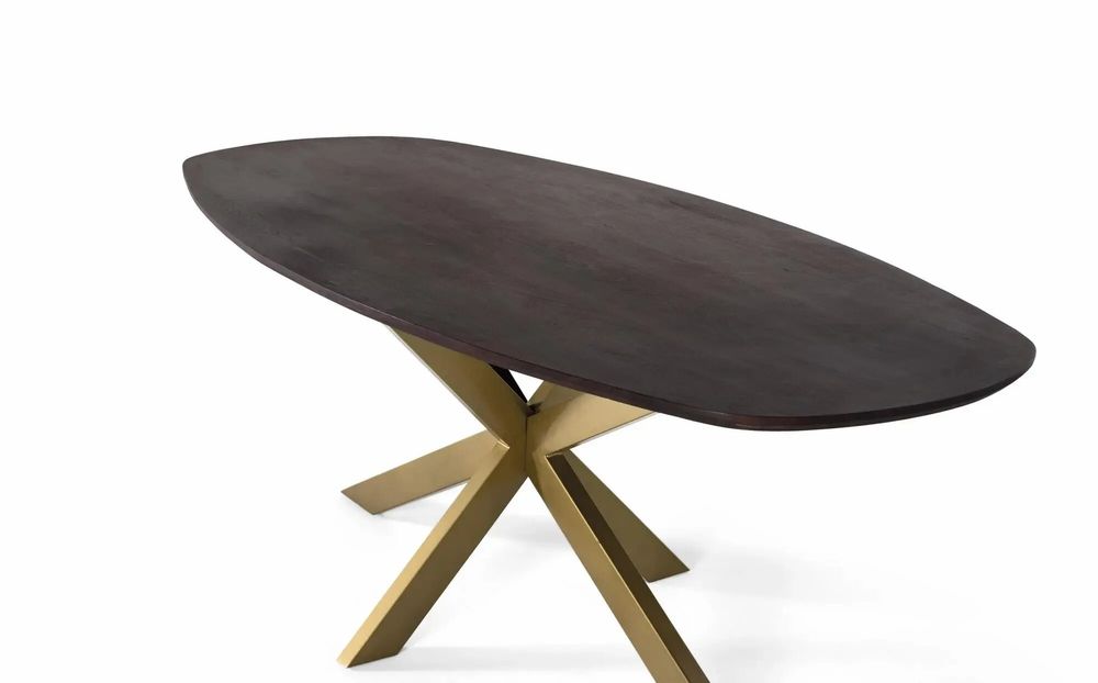 Tables Salle à Manger - Table à manger ovale en bois d'acacia et pieds en métal 200 cm - GINER Y COLOMER