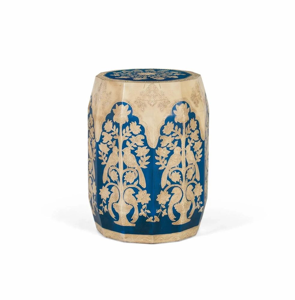 Stools - Ethnic style stool made of mango wood and hand painted - GINER Y COLOMER