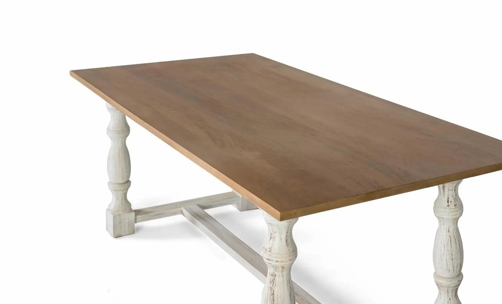 Tables Salle à Manger - Table à manger rectangulaire avec pieds tournés en blanc 200 cm - GINER Y COLOMER
