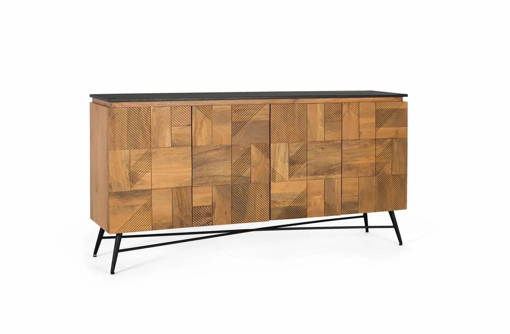 Sideboards - Mango wood sideboard with natural finish, 170 cm - GINER Y COLOMER