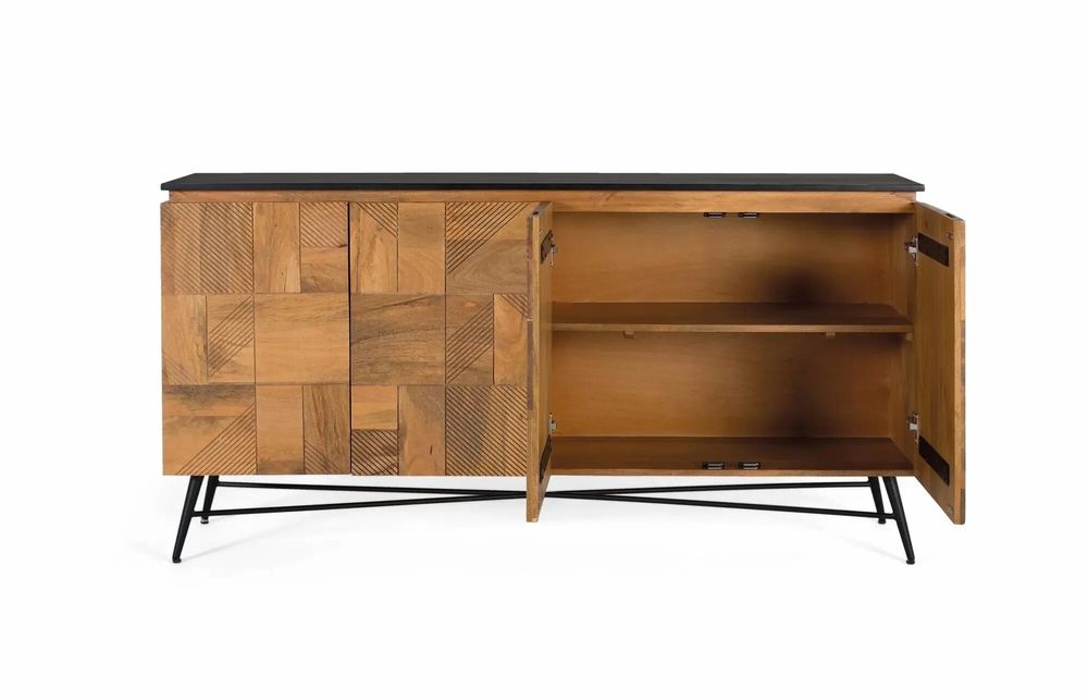 Sideboards - Mango wood sideboard with natural finish, 170 cm - GINER Y COLOMER