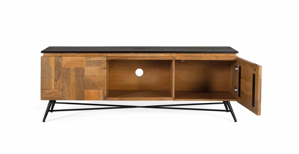 Meubles TV - Meuble TV en bois de manguier finition naturelle, 150 cm - GINER Y COLOMER