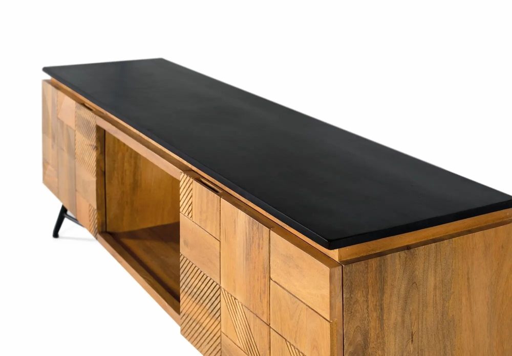 Meubles TV - Meuble TV en bois de manguier finition naturelle, 150 cm - GINER Y COLOMER