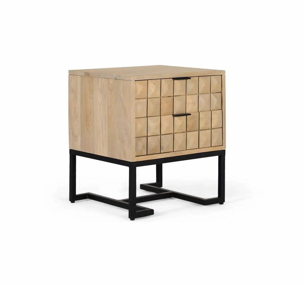Tables de nuit - Table de chevet faite à la main en bois de manguier avec veinage naturel - GINER Y COLOMER
